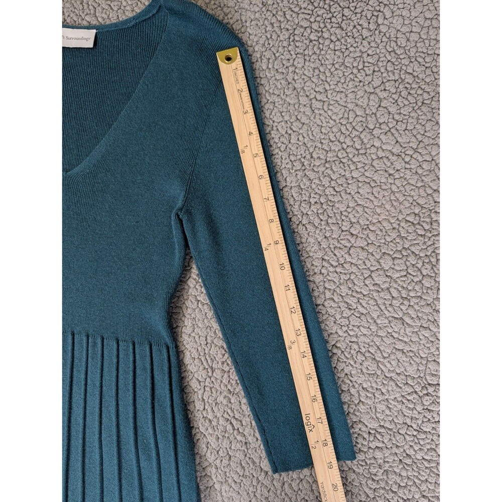 Soft Surroundings Sweater Dress Womens Small Green Pleated Hem Cashmere Blend - Picture 7 of 10